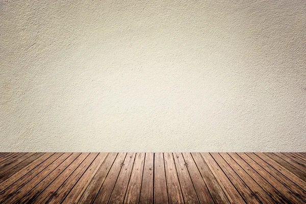 Empty room of beige wall and wood floor — Stock Photo, Image