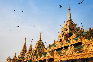 Binanın önünde shwedagon pagoda, çatı