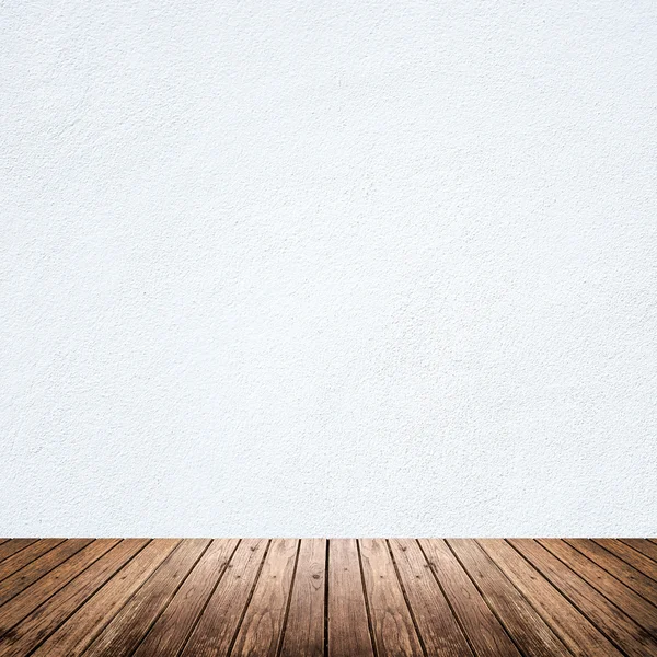 Empty room of white wall and wood floor — Stock Photo, Image