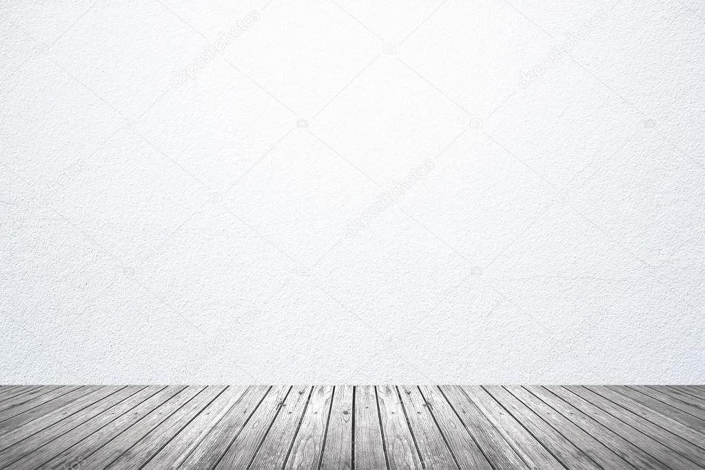 Empty room of white wall and wood floor