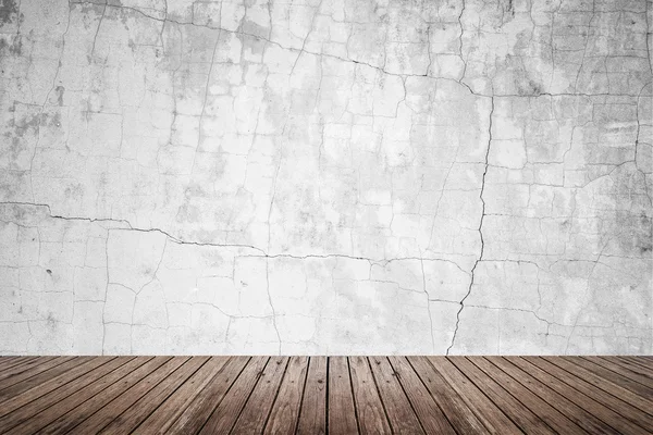 Empty room of grunge wall and wood floor — Stock Photo, Image