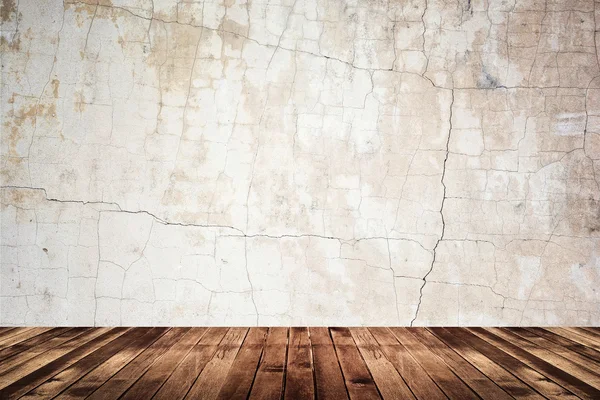 Stanza vuota di parete grunge e pavimento in legno — Foto Stock