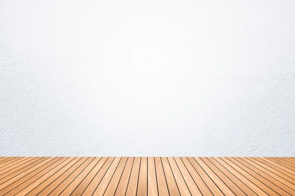 Empty room of white wall and wood floor — Stock Photo, Image