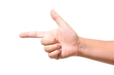 beyaz zemin üzerinde izole gösteren erkek ele