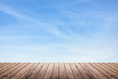 ahşap zemin ve gökyüzü arka plan