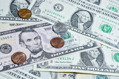 Amerikan Doları faturaları madeni para ile