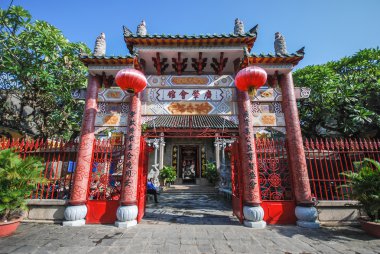 Pink gate of temple in Hoi An, Vietnam