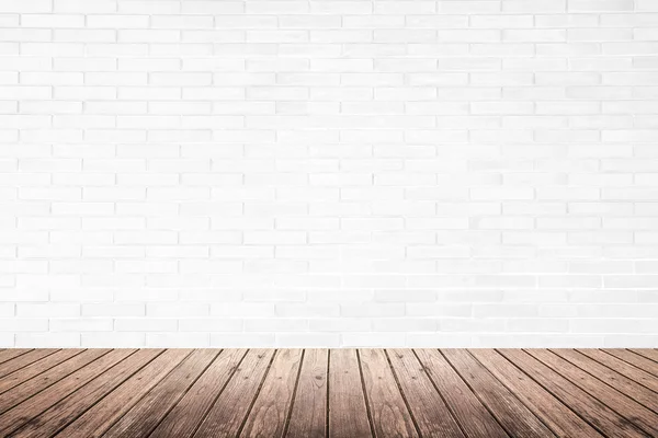 Interior room with brick wall and wood floor — Stock Photo, Image