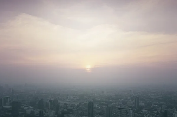 在日落, 复古风格, 曼谷 Thail 的城市景观鸟瞰 — 图库照片