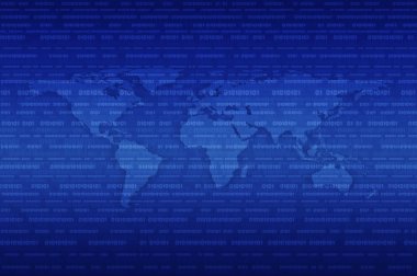 İkili kod mavi arka plan üzerinde dijital dünya haritası, Elemanları 