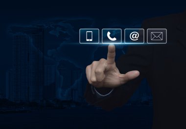 İşadamı, telefon, cep telefonu, basmak ve e-posta