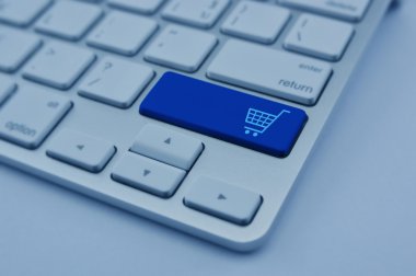 Modern bilgisayar klavye düğme simgesine sepeti alışveriş, alışveriş 
