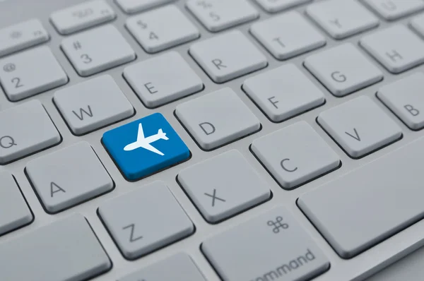 现代计算机键盘按钮，飞机跨飞机图标 — 图库照片