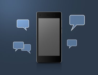 Modern akıllı telefon ile sosyal sohbet işareti ve konuşma kabarcıklar