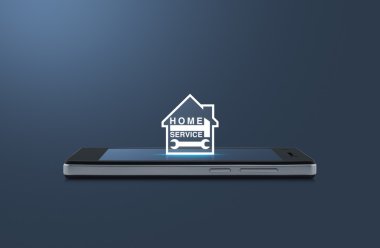 Çekiç ve anahtar modern akıllı telefon ekran o evi simgesiyle