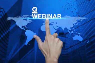 Webinar simge harita ve şehir Kulesi arka plan üzerinde S tuşuna basarak el