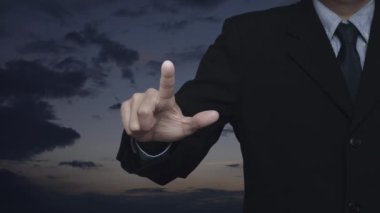 2021 'e basan iş adamı günbatımı gökyüzü üzerinde düz simge olarak iş kuruyor, iş dünyası mutlu yeni yıl kapağı konsepti