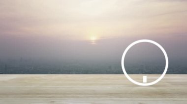 Günbatımında şehir manzarasının havadan görünüşü, klasik stil, iş yeri araba tamiri kavramı üzerine tahta masanın üzerinde ingiliz anahtarı düz simgesi olan servis tamir arabası