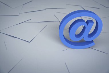 E- posta adresi 3d simgesi beyaz zarflar, iş müşteri hizmetleri ve çevrimiçi konsept desteği