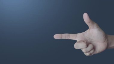 Güç düğmesi düz simgesi parmak üzerine ışık gradyanı mavi arkaplan, iş konseptini başlat