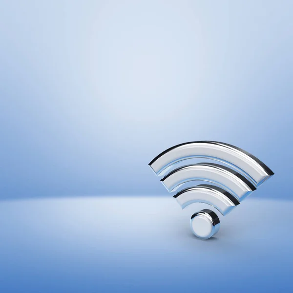 Representación Ilustración Del Icono Wifi Sobre Fondo Azul Claro Concepto — Foto de Stock