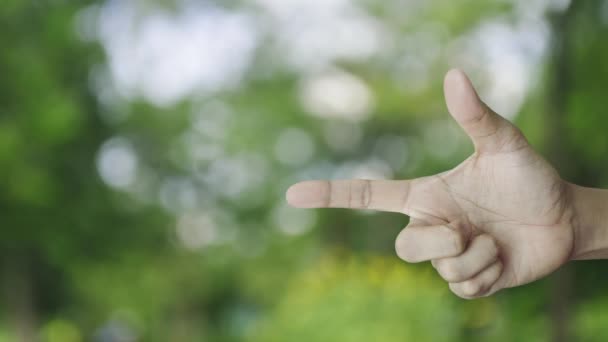 Hand Drückt Dollar Mit Schild Flaches Symbol Über Verschwommenem Grünen — Stockvideo