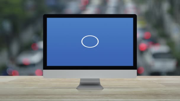 Ikon Flat Kamera Cctv Pada Desktop Layar Monitor Komputer Modern — Stok Video