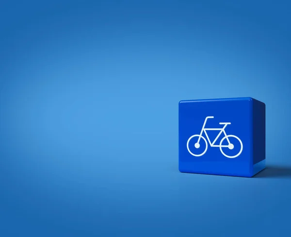 Rendering Illustration Bicycle Icon Block Cubes Light Blue Background Business — Stock Photo, Image