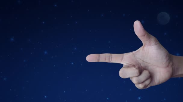 Cctv Kamera Flaches Symbol Finger Über Fantasie Nachthimmel Und Mond — Stockvideo