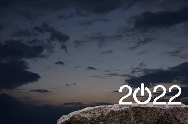 2022 Start Business Flat Icon Rock Mountain Sunset Sky Happy — Stock Photo, Image