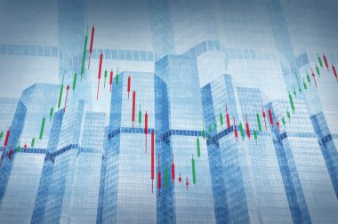Borsa grafik mavi kule üzerinde