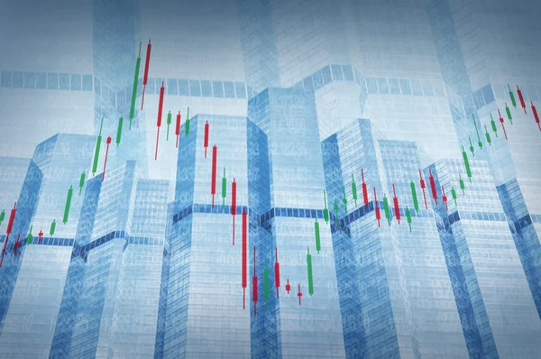 Stock Market Chart on Blue Tower — Stock Photo, Image