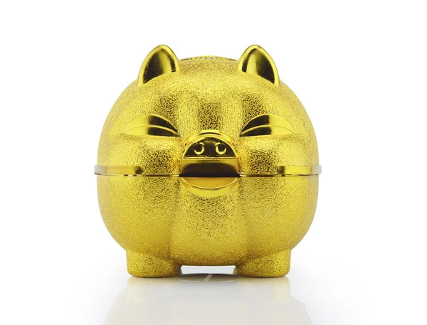 Piggy Bank ouro com caminho de recorte — Fotografia de Stock