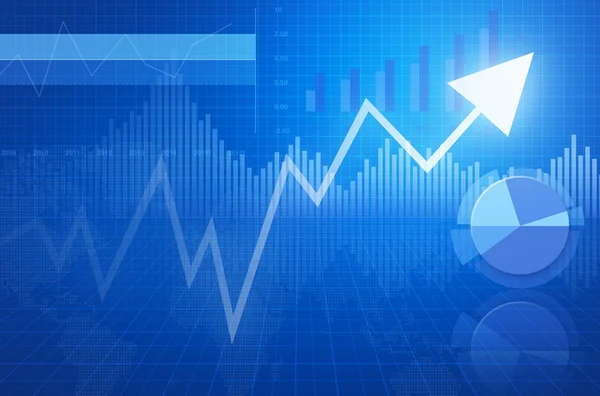 Pénzügyi és üzleti diagramok és grafikonok nyíl fejét — Stock Fotó