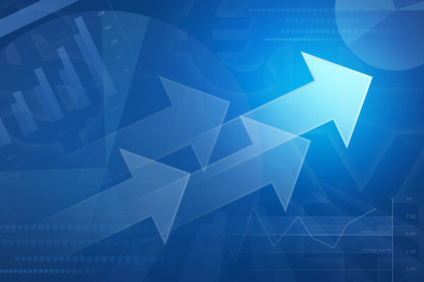 Стрелка на финансовом графике и графике для бизнес-фона
