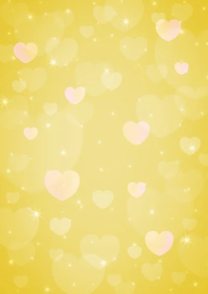 Bokeh coeur jaune clair pour fond d'amour — Photo