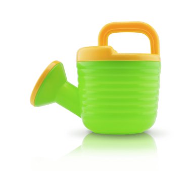Çocuğun plastik sulama beyaz arka plan üzerinde izole
