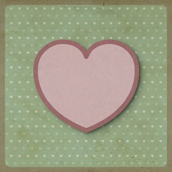 Αγάπη καρδιά σε ρετρό φόντο που κατασκευάζεται από ανακυκλωμένες Χάρτινες μινιατούρες — Φωτογραφία Αρχείου