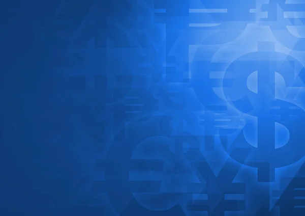 Symbol měny na jasně modré pro finanční zázemí — Stock fotografie