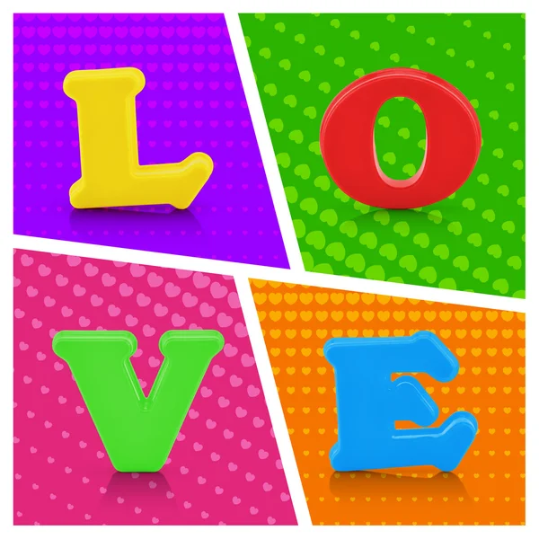 Colorful love alphabet on pop art background — Stock Photo, Image