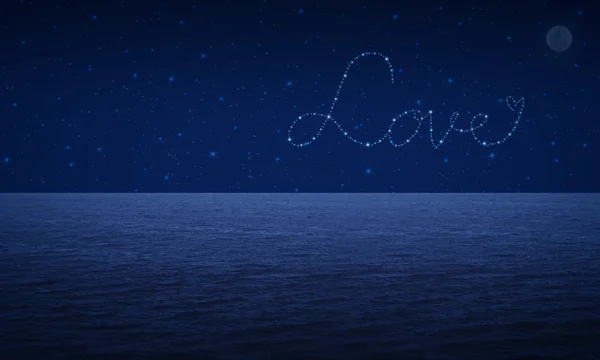 Love heart från vackra ljusa stjärnor på fantasy sky — Stockfoto