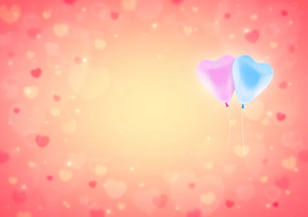 Liebe Herz Ballon auf Unschärfe hellrotes Herz Bokeh für Valentin — Stockfoto