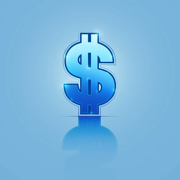 Modrá ikona dolaru na modrém pozadí — Stockový vektor