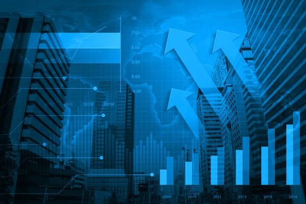 Arrow head with Financial chart and graphs, Elements of this ima — Stock Photo, Image