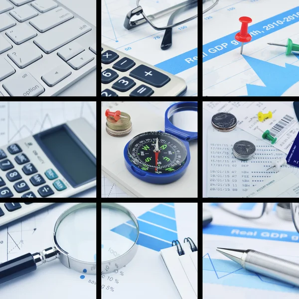 Business Collage Bilder, Finanzierungskonzept — Stockfoto