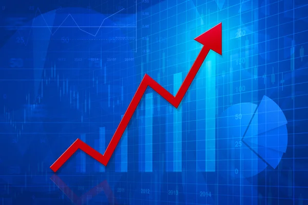 Kırmızı ok baş mali grafik ve grafik, başarı iş ile