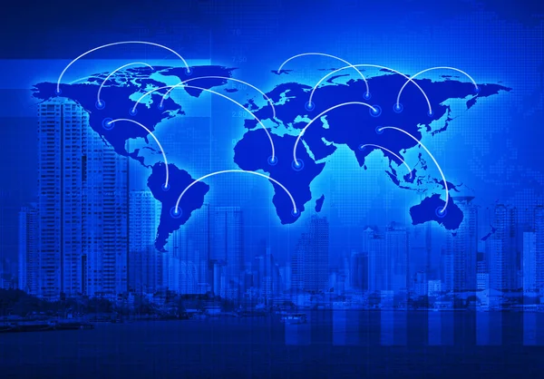 Conceito de conexão de negócios global na cidade, Elementos deste ima — Fotografia de Stock