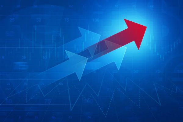 Flecha roja en gráfico financiero, concepto de negocio de éxito — Foto de Stock