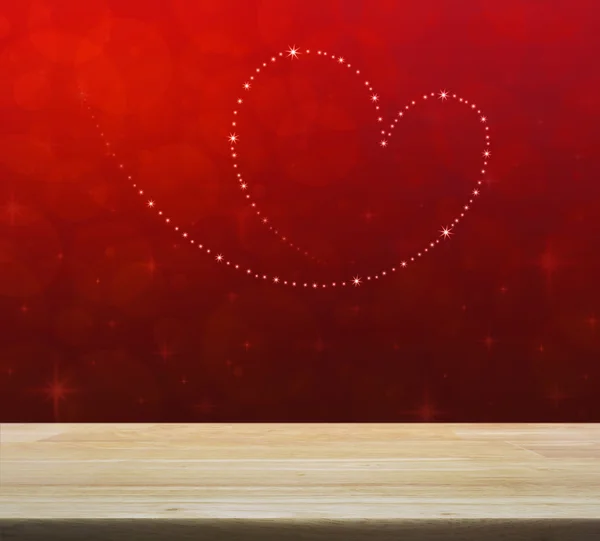 Love heart from beautiful bright stars over red blur light with — Stock Photo, Image
