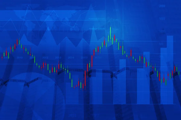 Stock market chart with map on city background, Elements of this — Stock Photo, Image